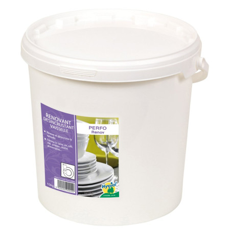 Poudre rénovante et désincrustante pour lavage vaisselle PERFO RENOV - Seau de 10Kg