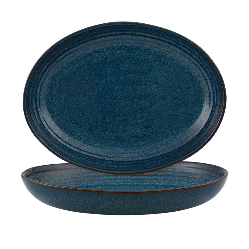 Assiette oblong - Grès Ø 27x20x4,5 cm - Gemstone Lapis Lazuli