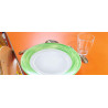 Assiette creuse 22,5cm Brush en opale blanc et vert