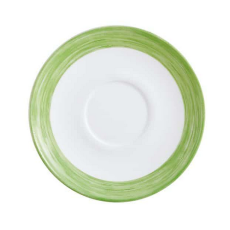 Soucoupe à thé Brush 14cm en opale blanc et vert