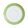Soucoupe à thé Brush 14cm en opale blanc et vert