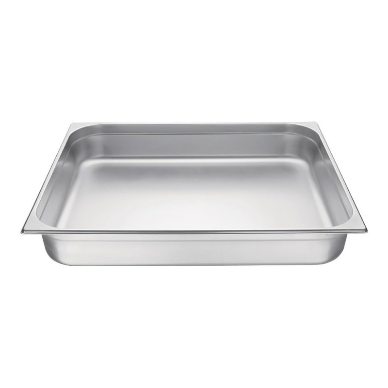 Bac gastronorme plein inox 18/10 - ép 8/10ème - GN 2/1 - hauteur 100 mm - 650x530 mm