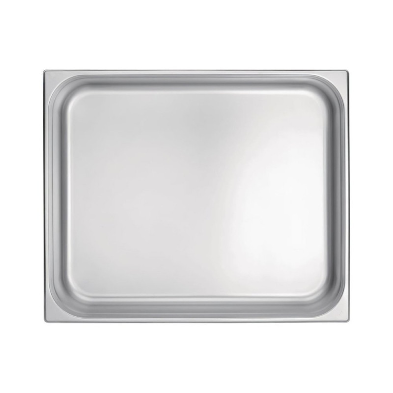 Bac gastronorme plein inox 18/10 - ép 8/10ème - GN 2/1 - hauteur 100 mm - 650x530 mm