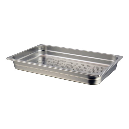 Bac gastronorme perforé inox 18/10 - ép 8/10ème - GN 1/1 plein - hauteur 65 mm - 530x325 mm
