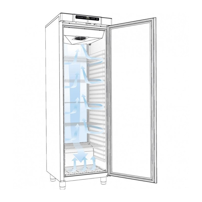 Armoire froide 359L négative - Froid ventilé canalisé -22° à -5°C - 1 porte pleine 151W - Inox - 595x642x1875 mm