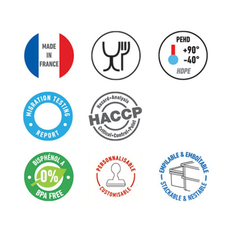 Lot de 7 bacs de prélèvement avec couvercle 3L - 1 bac de chaque couleur