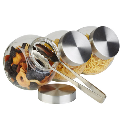 Pot en verre avec couvercle inox 2,2 Litres 12,5 x 17 cm
