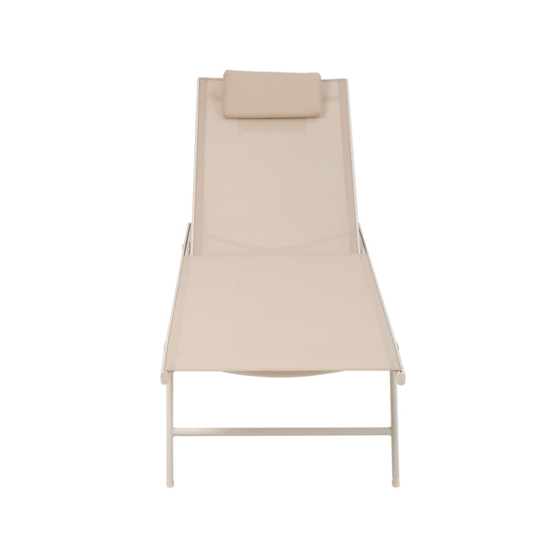 Transat de jardin Travis - beige et acier + textilène