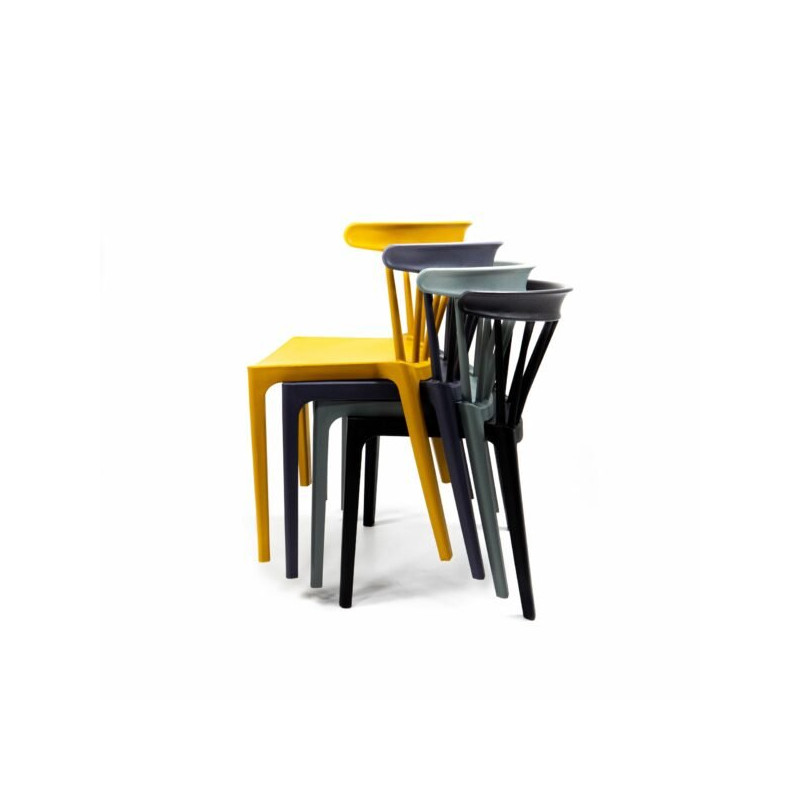 Chaise Windson - empilable polypropylène et fibre de verre - noir - 54x53x75cm
