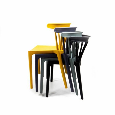 Chaise Windson - empilable polypropylène et fibre de verre - noir - 54x53x75cm
