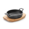 Plat magma en fonte sur socle en bois rond Ø12 cm