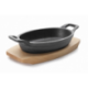 Plat magma en fonte sur socle en bois oval 15 x 10 cm