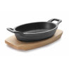 Plat magma en fonte sur socle en bois oval 15 x 10 cm