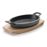 Plat magma en fonte sur socle en bois oval 17 x 12 cm
