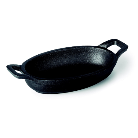 Plat magma en fonte d'acier brute oval 21,7 x 15 cm
