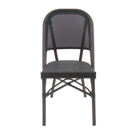 Chaise de bistrot Paris - textile empilable - wengé mesh noir