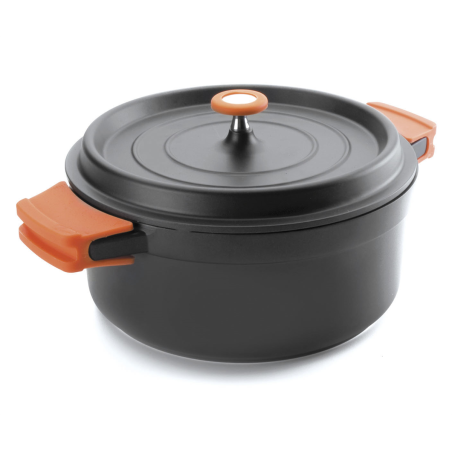 Faitout rond en fonte noir contenance 1,3 L en 16 x70 cm