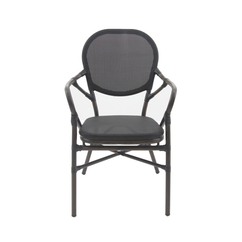 Chaise de bistrot Tango - textile empilable - wengé mesh noir
