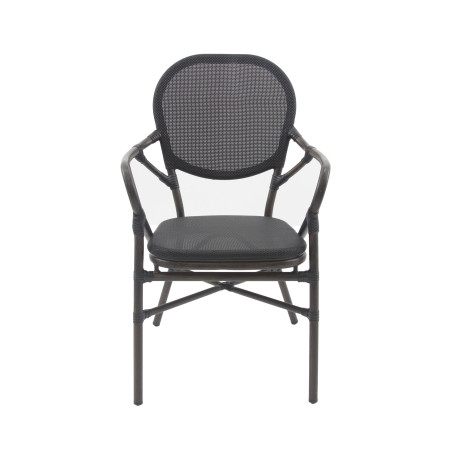 Chaise de bistrot Tango - textile empilable - wengé mesh noir