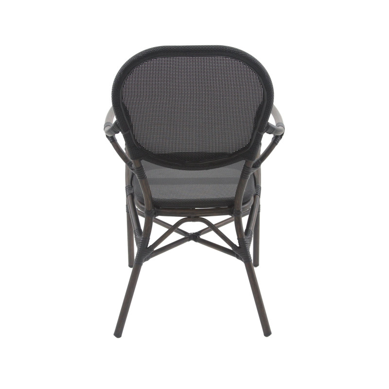 Chaise de bistrot Tango - textile empilable - wengé mesh noir