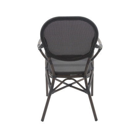 Chaise de bistrot Tango - textile empilable - wengé mesh noir