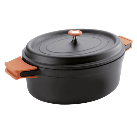 Faitout ovale en fonte noir contenance 6,3 L en 310 x 250 cm