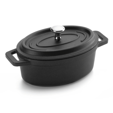 Mini faitout ovale en fonte noir contenance 25 cl en 120 x 85 mm