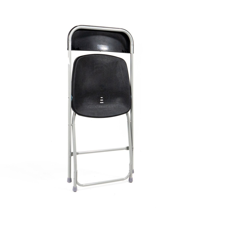 Chaise de congrès Budget - pliable et empilable - Gris/Noir - structure en acier - 43x49x80cm