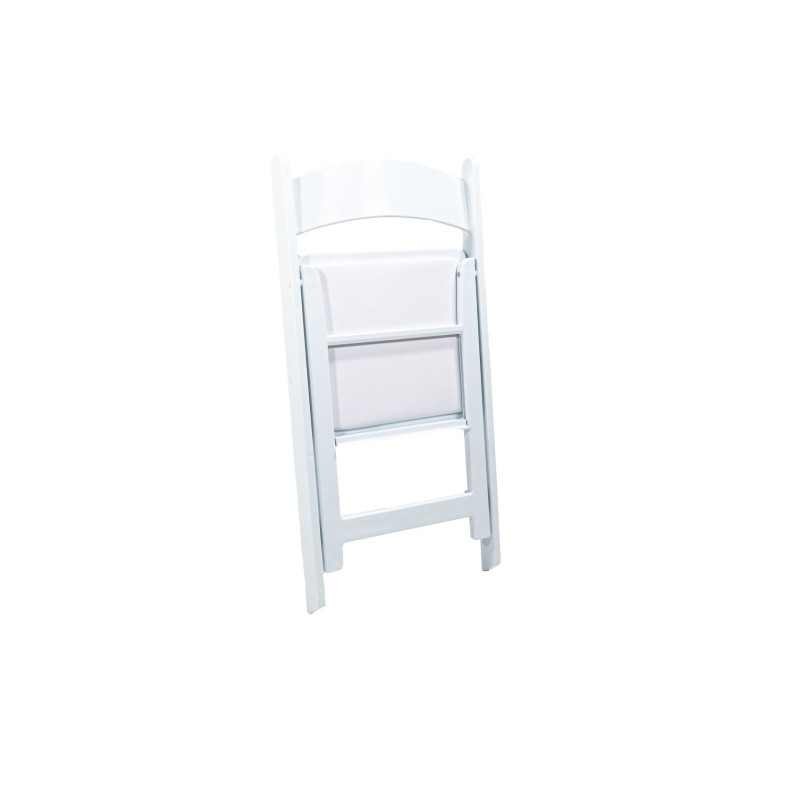 Chaise de congrès / mariage pliable et empilable - polypro blanc - siège rembourré synthétique - 45x45x78cm