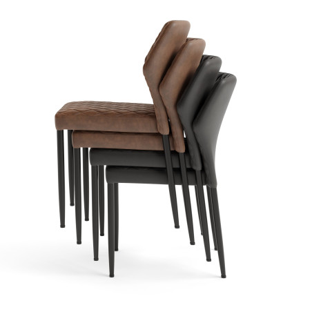 Chaise empilable Cognac Louis - revêtement synthétique ignifugé - 49x57,5x81,5cm