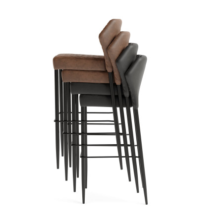 Tabouret de bar Cognac Louis  - revêtement synthétique ignifugé - 50x47x105cm - empilable