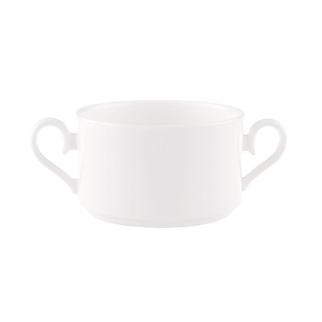 Tasse à bouillon 27cl empilable double anse - porcelaine vitrifiée blanche - Collection Stella Hotel - 15x9,5x5,5cm