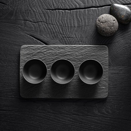 Assiette / Plat rectangulaire 28x17 cm porcelaine noire - Collection The Rock Black