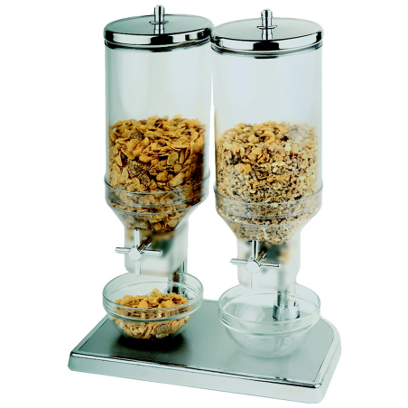 Distributeur à céréales double inox 2 x 4,5L 22x35x52 cm