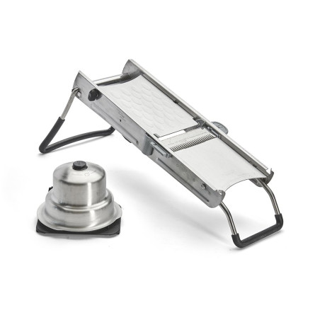 Mandoline Ultra avec double lame et 3 peignes julienne 2/4/10 mm et poussoir inox