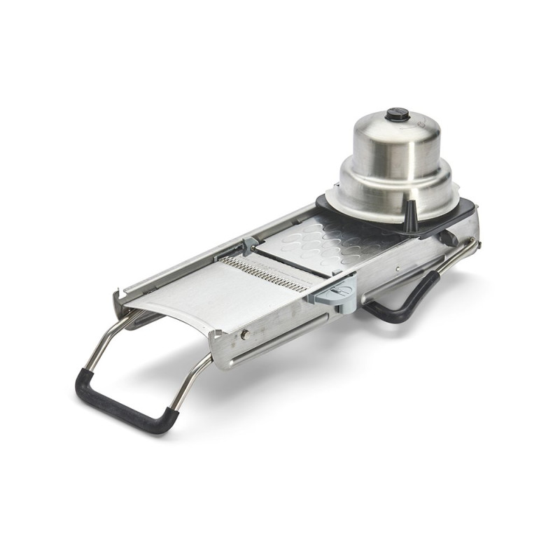 Mandoline Ultra avec double lame et 3 peignes julienne 2/4/10 mm et poussoir inox
