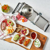 Mandoline Ultra avec double lame et 3 peignes julienne 2/4/10 mm et poussoir inox