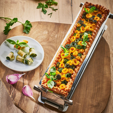 Moule à pâté croûte pliable inox perforé - 48x9x8,5 cm