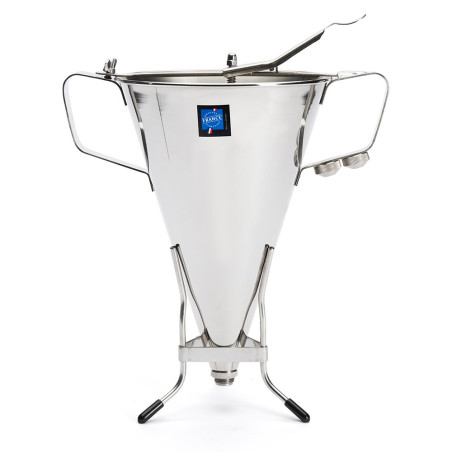 Entonnoir à piston 3,3L tout inox avec 2 douilles  et buse Ø15mm - Ø20x38 cm