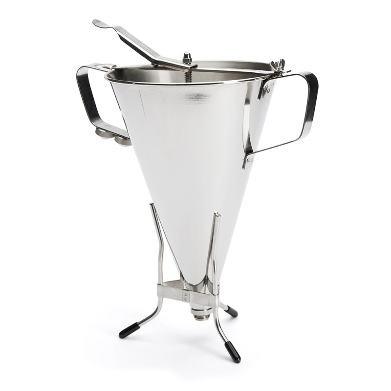 Entonnoir à piston 3,3L tout inox avec 2 douilles  et buse Ø15mm - Ø20x38 cm