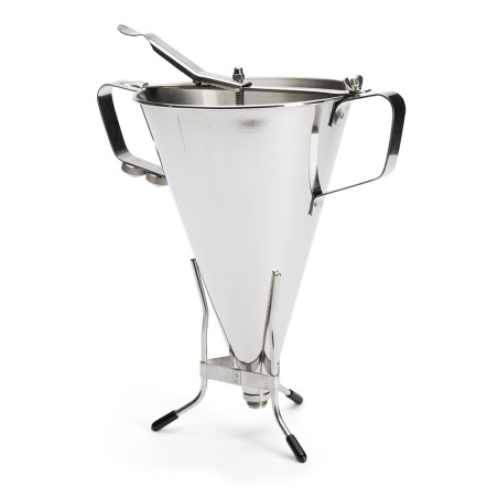 Entonnoir à piston 3,3L tout inox avec 2 douilles  et buse Ø15mm - Ø20x38 cm