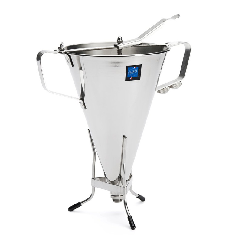 Entonnoir à piston 3,3L tout inox avec 2 douilles  et buse Ø15mm - Ø20x38 cm