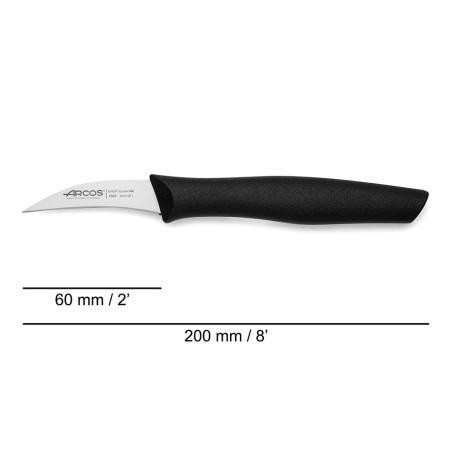 Couteau office bec d'oiseau noir - Manche polypro - Lame 6cm