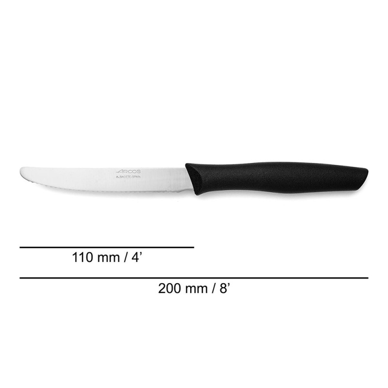 Couteau de table cranté manche polypro Lame 11cm noir