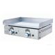 Plancha à gaz lisse 2 brûleurs en inox 18/8 4KW