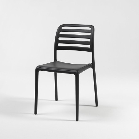 Chaise COSTA BISTROT polypro et fibre de verre empilable - Anthracite