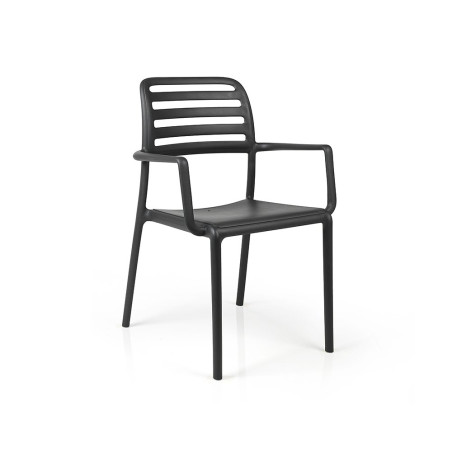 Fauteuil COSTA polypro et fibre de verre empilable - Anthracite