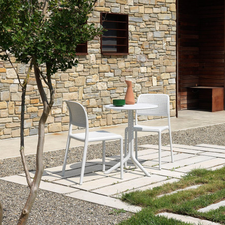 Chaise BORA BISTROT polypro et fibre de verre empilable - Blanc