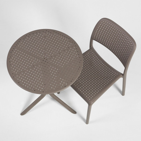 Chaise BORA BISTROT polypro et fibre de verre empilable - Tortora