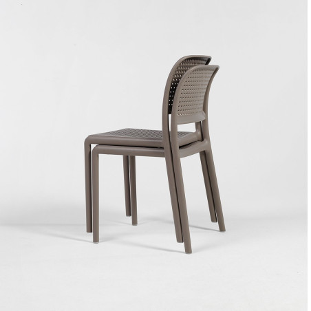 Chaise BORA BISTROT polypro et fibre de verre empilable - Tortora